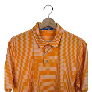 Southern Tide Men’s Large Tide to Trail Orange Striped Performance Polo Shirt